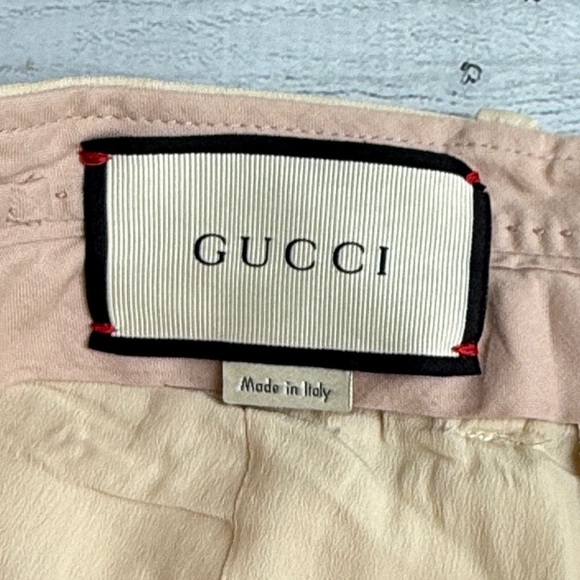 Gucci Embroidered Loved Cream Wool/Silk High Waist Wide Leg Trousers IT 38/US 2 - Picture 9 of 13